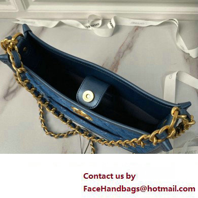 Chanel Washed Denim  &  Gold-Tone Metal Hobo Handbag AS4666 Blue 2024